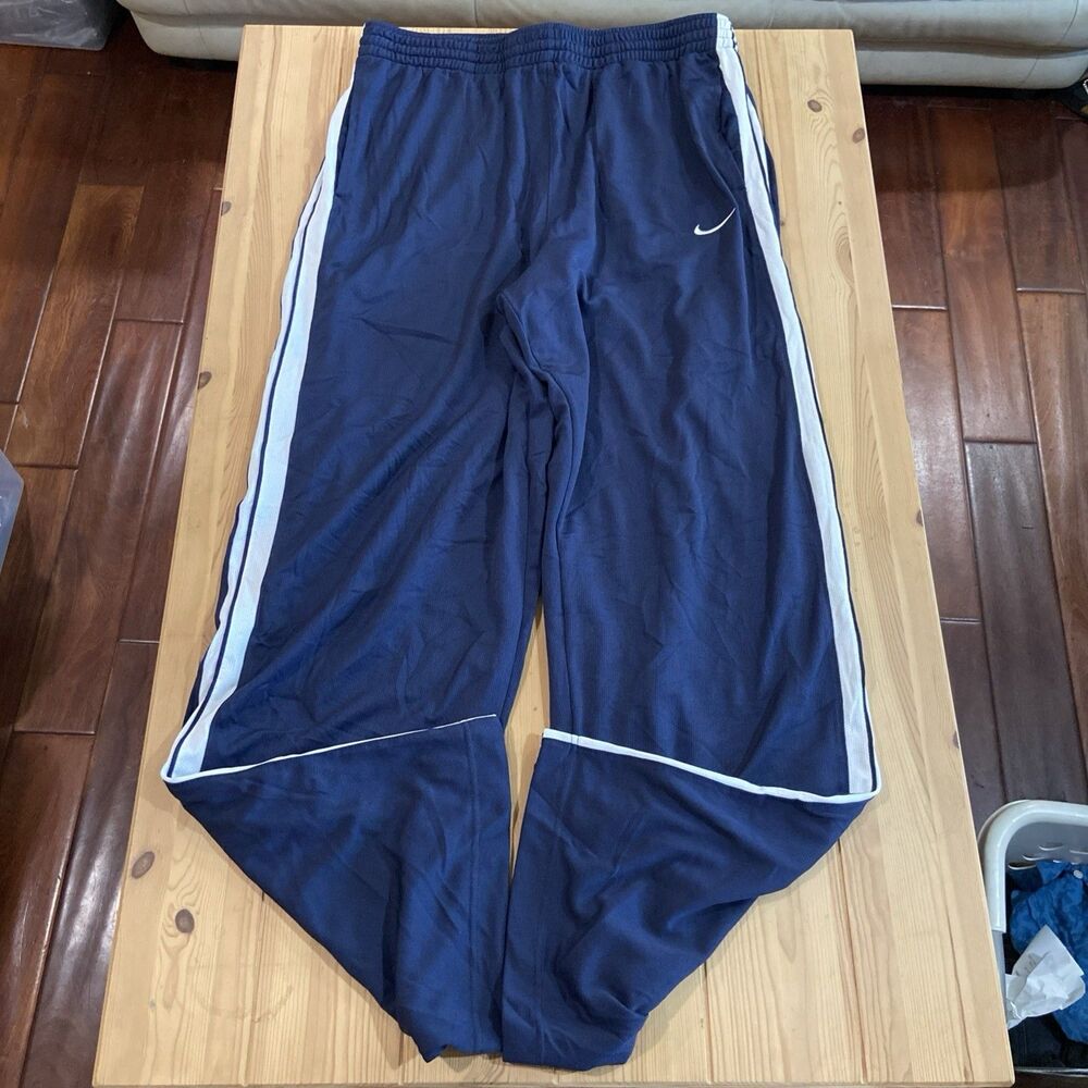 Nike Overtime 273715-010 Basketball Track Pants Blue White Men’s Ankle Zip 2XL